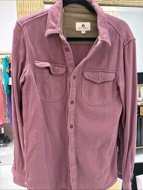Fayettechill Men's Long-Sleeve Button-Down Shirt Jacket — Dusty Rose